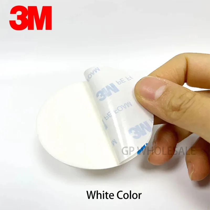 100pcs 3M 1600T White Double Sided Adhesive PE Foam Tape 1.1mm , Diameter= 60mm Round Circle