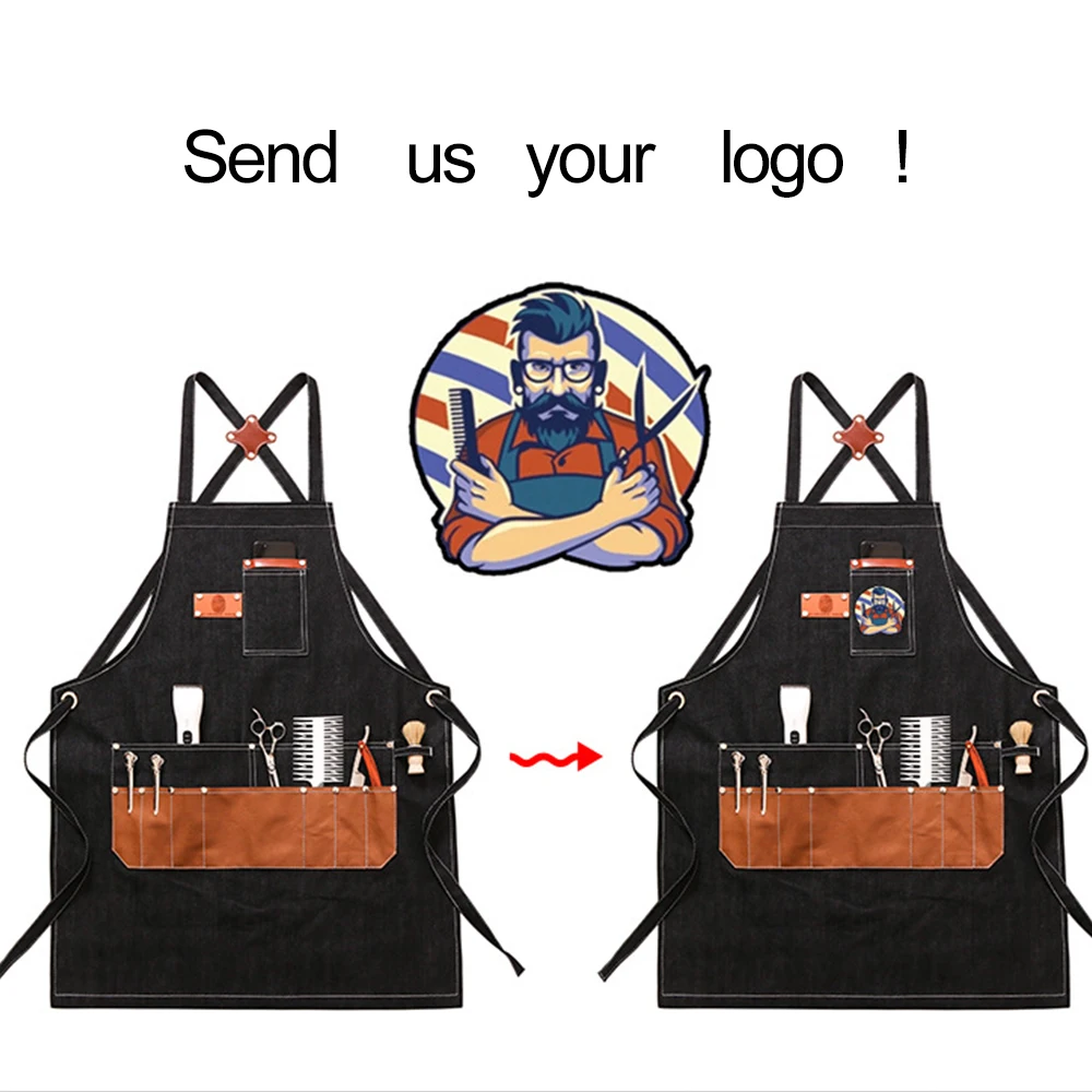 Barber Apron for Men and Women, Hairdresser Overalls, Multi Pocket Dye, Nail Salon, Coffee Shop, Kitchen Restaurant, Custom Logo