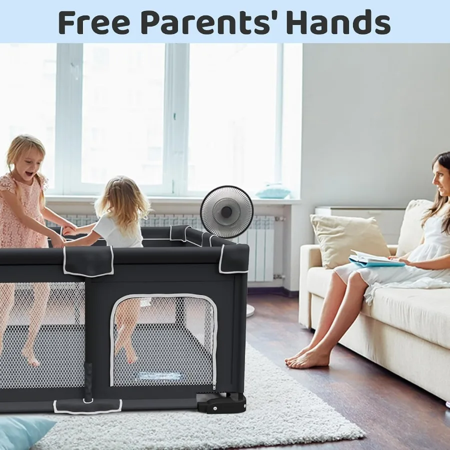 Box per bambini pieghevole con tappetino per un gioco sicuro al coperto: cortile da gioco portatile e pieghevole con due maniglie include un Si adatto