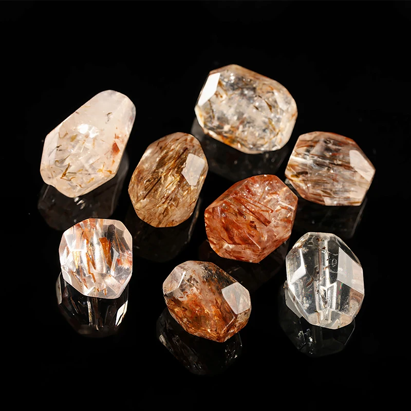 1 Pc Natural Black Super Seven Rutilated Quartz Faceted Irregular Shape Bead for Jewelry Making DIY Necklace Bracelet Accessory view 2