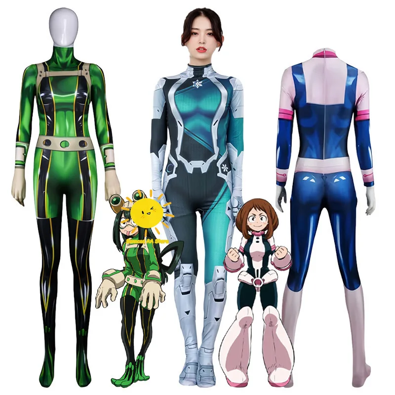 Anime Asui Tsuyu Ochaco Uraraka Cosplay My Hero Academia Cosplay disfraces uniforme mono Froppy traje fiesta de Halloween Cos mujeres