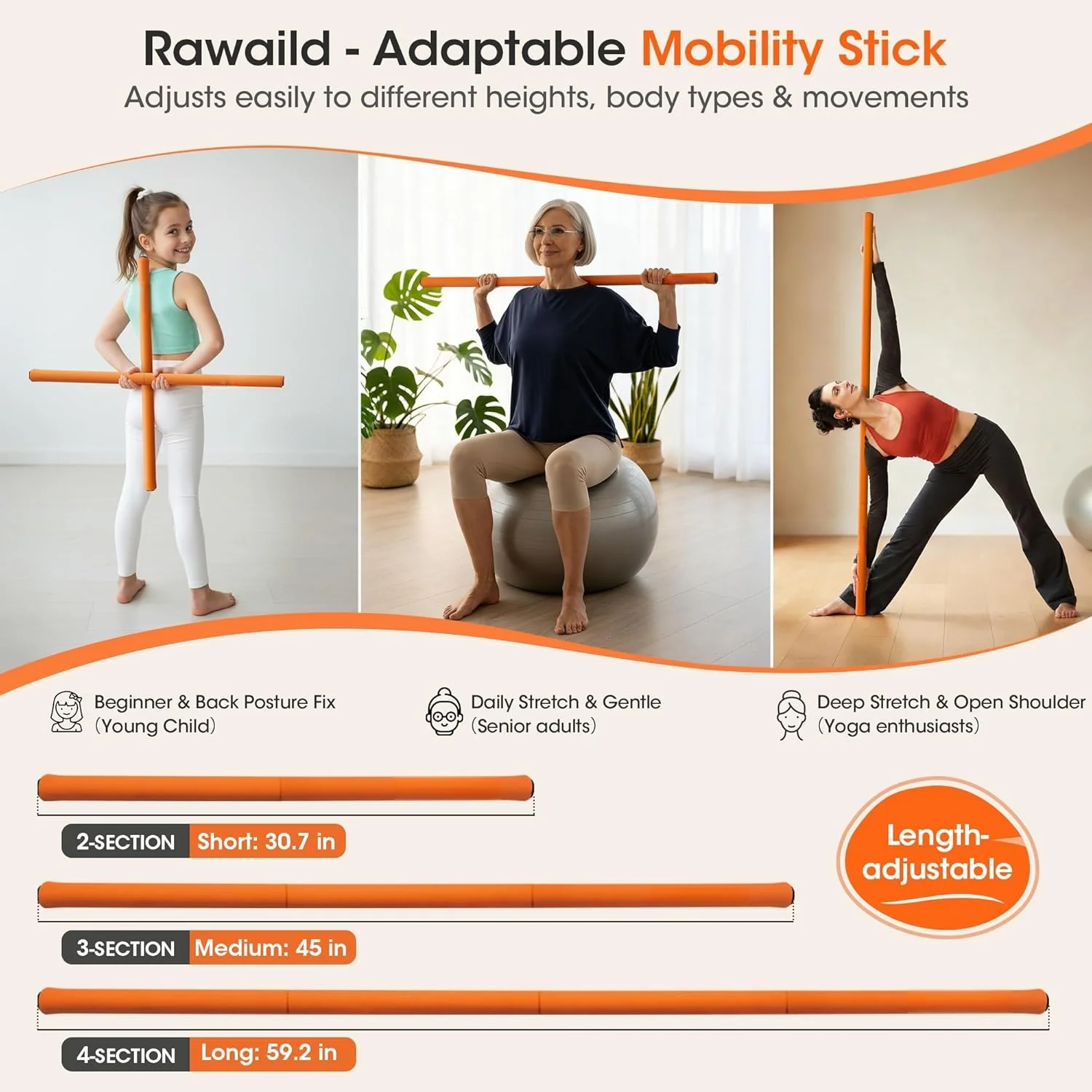 Yoga Body Shaping Stick Stainless Steel Back & Shoulder Opener Posture Correction Bar Dance Training Beauty Back Exercise Rod