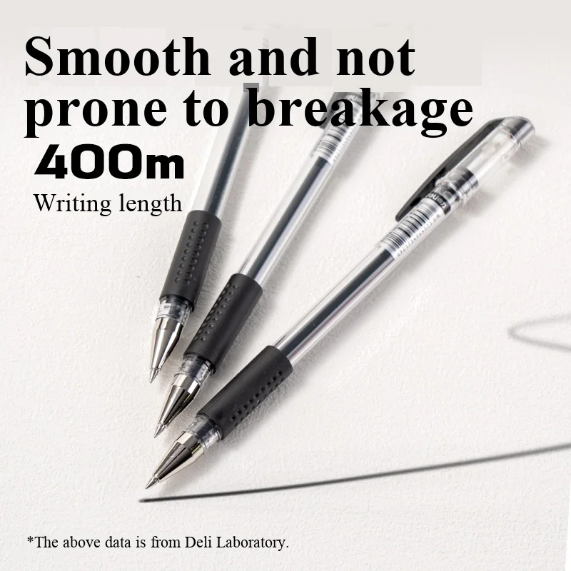 3PCS Deli 6600ES 0.5mm Fine Point Roller Ball Gel Pens Set - Assorted Colors (Black Red Blue Dark Blue) - Pack of 3