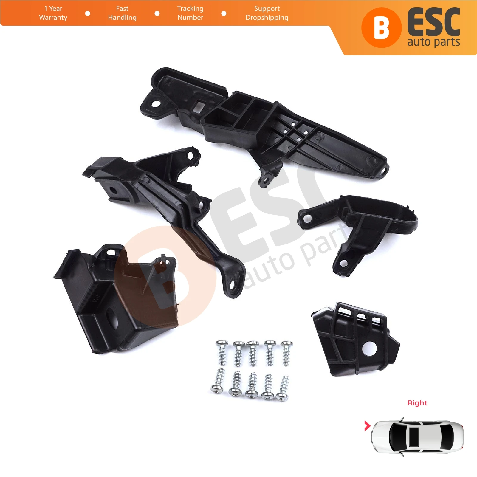 EHL569-2 Headlight Holder Mount Repair Bracket Tab Set Right Side for Renault Clio MK5 B7 BF 2019-On 260E69870R