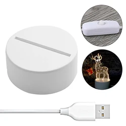 Base de lampe LED en acrylique 3D, veilleuse de table, support de lampe, ABS, USB, accessoires d'éclairage