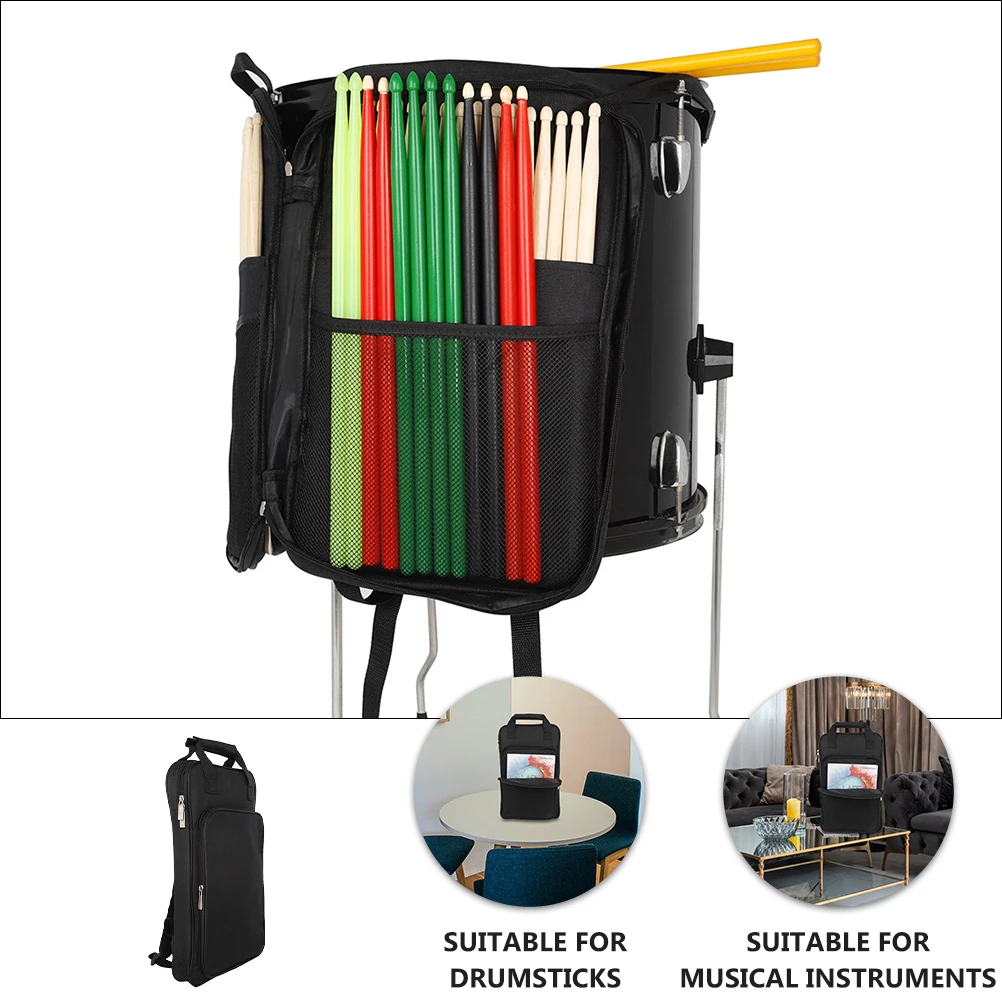 

Drum Stick Storage Bag Bags Sticks Holder Drumstick Instrument Black Universal Portable Travel