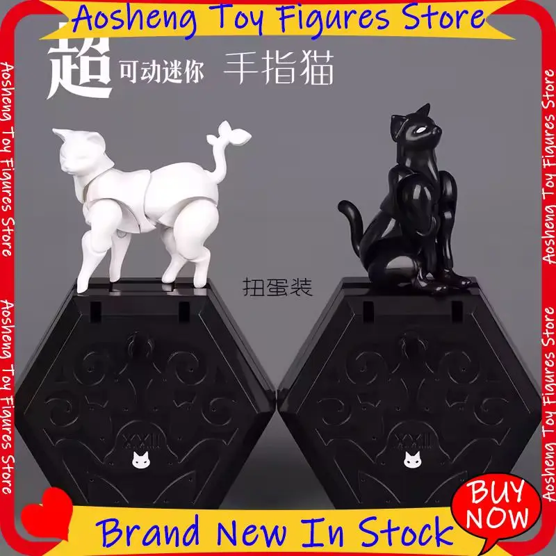 Figurine d'action mini chat articulée noire et blanche, finie et assemblée, pour l'art, le dessin, la collection et la décoration intérieure