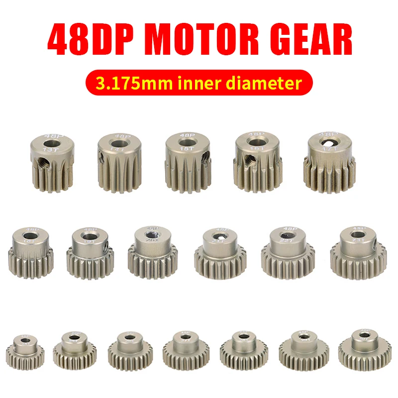 48DP 3.175mm 11t 13t 15t 17t 18T 19t 20T 22T 24T 28T 30T Aluminum alloy metal Pinion Motor Gear For 1/10 Rc Model Car Motor