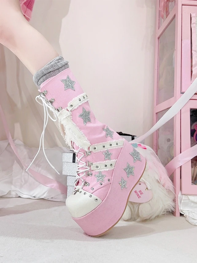 Bottes japonaises douces Lolita, bottes de bal d'halloween, bottes de princesse pour fête de thé pour filles