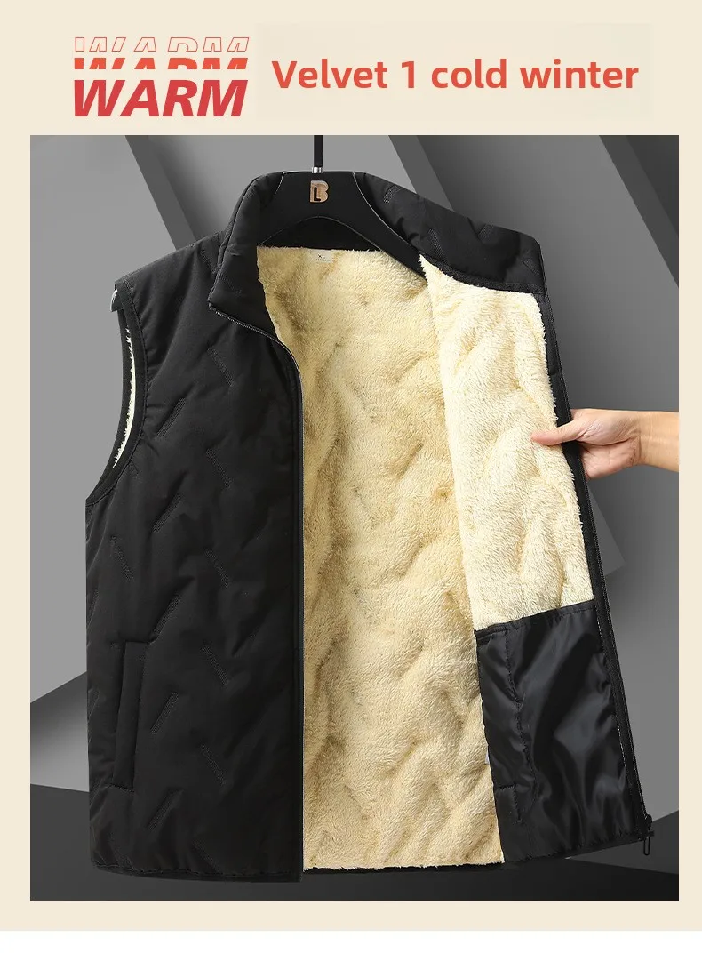 Herrenweste für Herbst und Winter, winddicht und warm, verdickte Kleidung, Stehkragen, warme Oberbekleidung – Detail 7