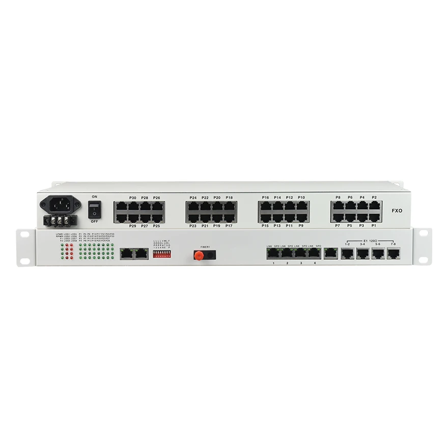 32 Channel Fiber Optical Telephone Converter Voice FXO FXS over Fiber Multiplexer With 4e1 4fe 2ge