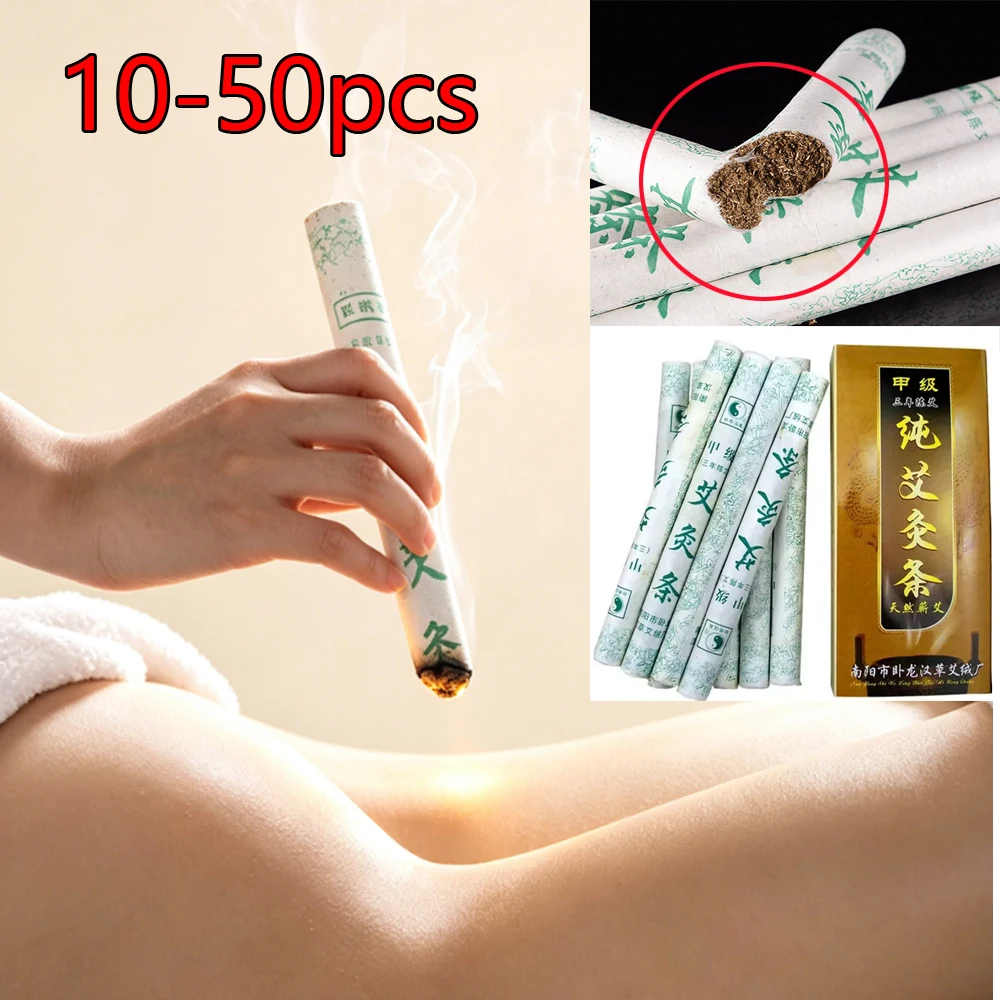 10-50Pcs Moxibustion Rolls Traditional Chinese Pure Moxa Sticksfor Body Massage Therapy Antistress Relaxation