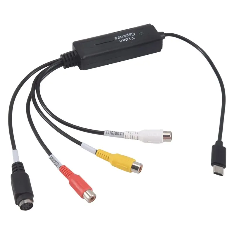 1 Piece RCA AV To USB C Converter Video Capture Card Adapter AV NTSC PAL Video S Video/Composite To USB Converter