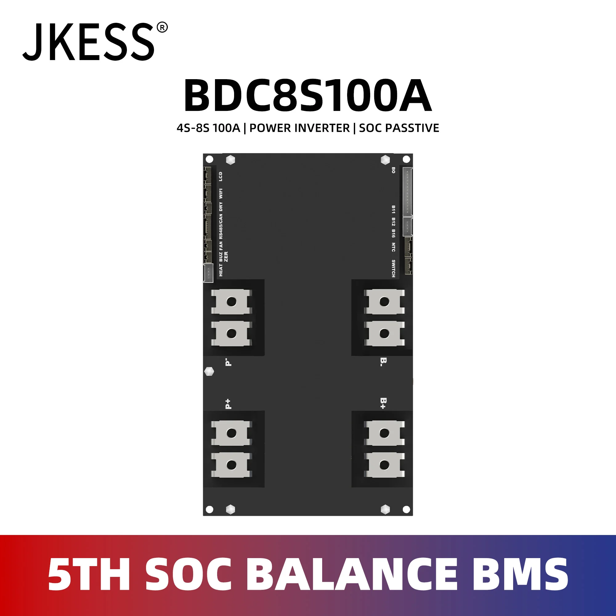 

JKESS 4S 5S 6S 8S 100A 12V 24V Lifepo4 Li-ion LTO SOC Balance BMS Power Inverter BMS Parallel Connection Energy Storage ON SALE