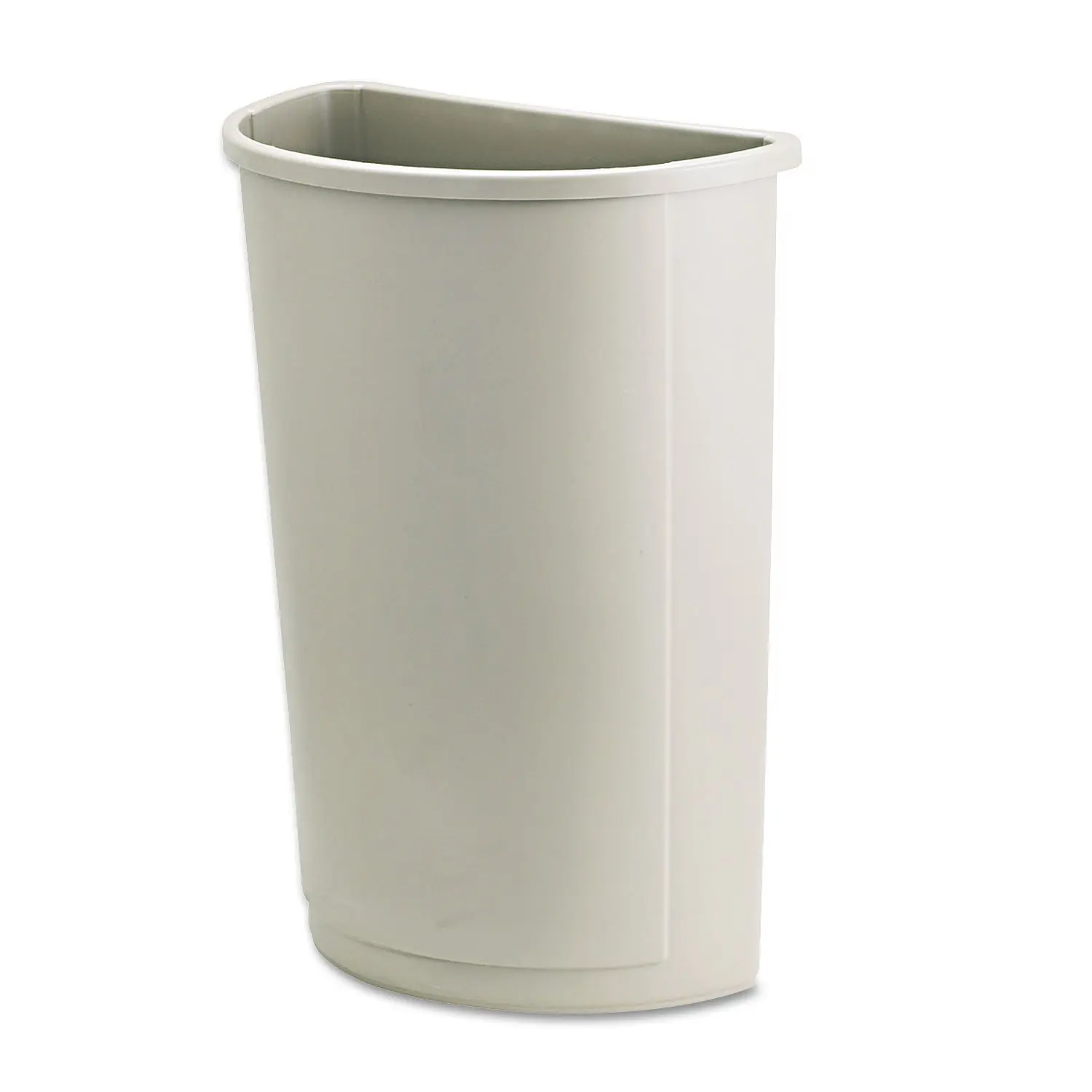

Commercial Untouchable Waste Container, Half-Round, Plastic, 21 Gallons, Beige