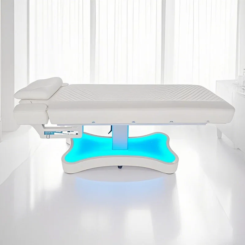 

Wood Grain LED Base 3 Motor SPA bed Beauty Bed With Armrest Hair Washing Facial Bed