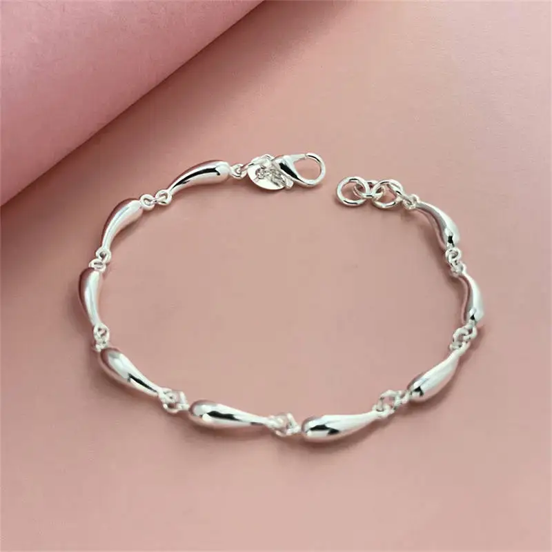 

925 Sterling Silver Water Drop Bracelet Luxury Brand Women Bracelet Silver Bracelet Jewelry Christmas Gift