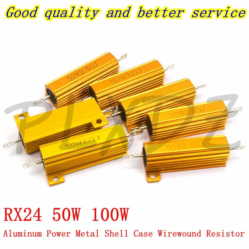 50W 100W Aluminum Power Metal Shell Case Wirewound Resistor 0.01R ~ 100K 1 2 4 6 8 10 20 200 470 500 1K 10K ohm resistance RX24