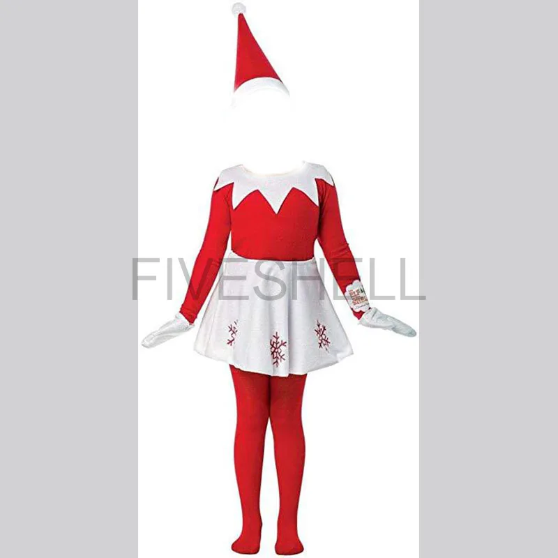 Xma Kids Elf Costume Adult Elf Costume Red New Year Cosplay Party Dress Family Halloween Christmas Party Fancy Dress Clothes Set