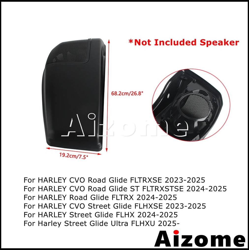 ملحقات الدراجات النارية باللون الأسود أغطية السرج الخلفي قطع مكبر الصوت شواية لدراجة Harley Touring CVO Road Street Glide 2023 2024 2025 #5