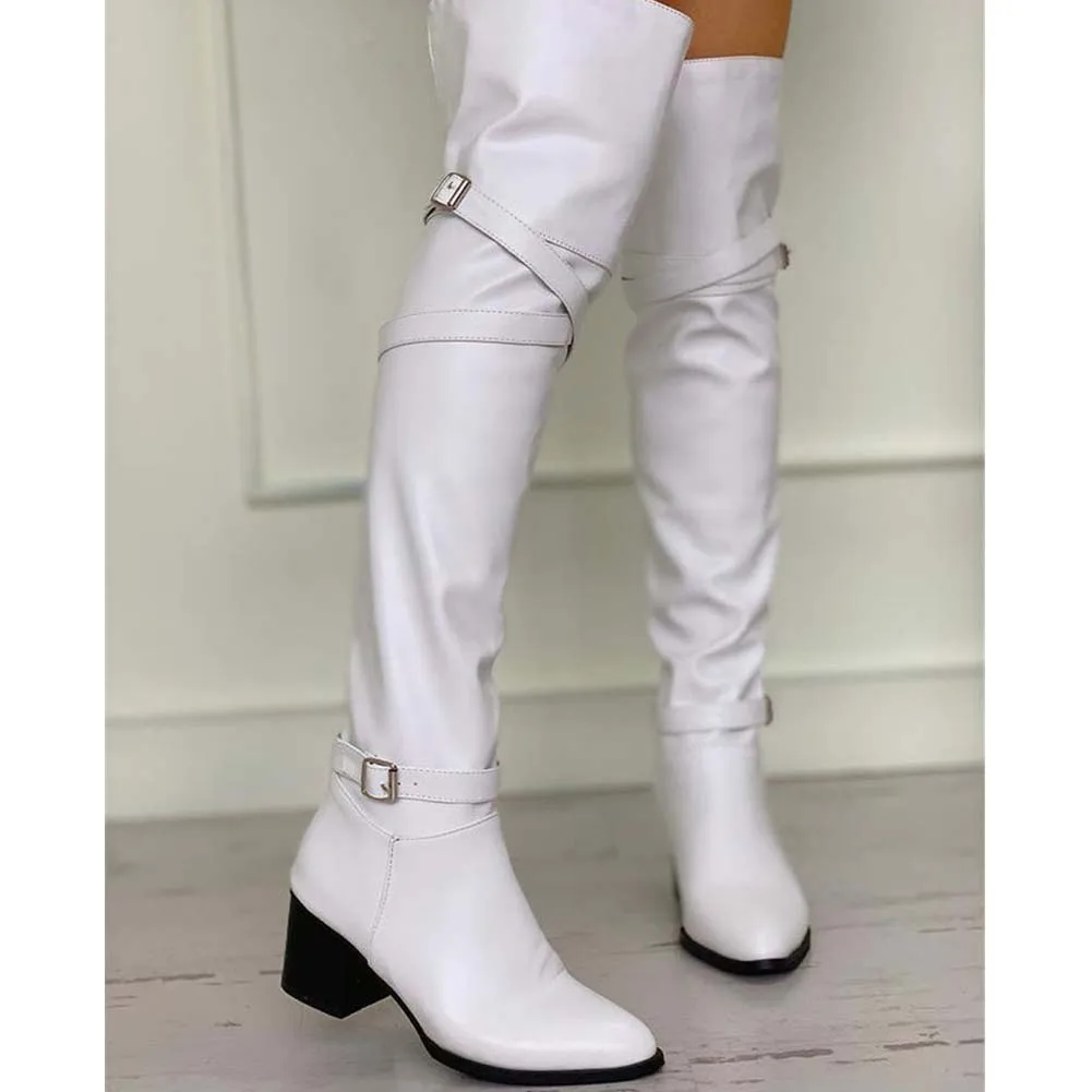 Fashion Big Size 33-48 2021 High Quality Shoes Woman Over The Knee Boots Female Square Heels Shoes Women Long Boots Woman Shoes