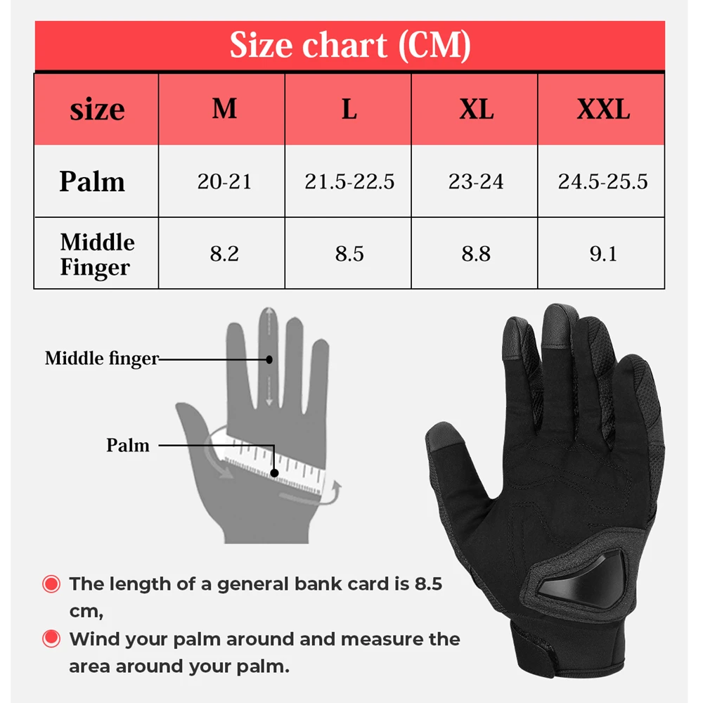 KEMiMOTO Motorcycle Gloves Men\'s Mountain Bike Guantes Motocross Luvas Touch Screen Moto Gloves Women\'s Spring Summer Black Red