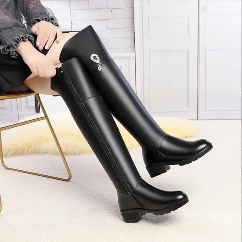 AIYUQI Thigh High Genuine Leather Boots Women 2024 New Winter Women Long Boots Large Size Wool Warm Over The Knee Boots Ladies