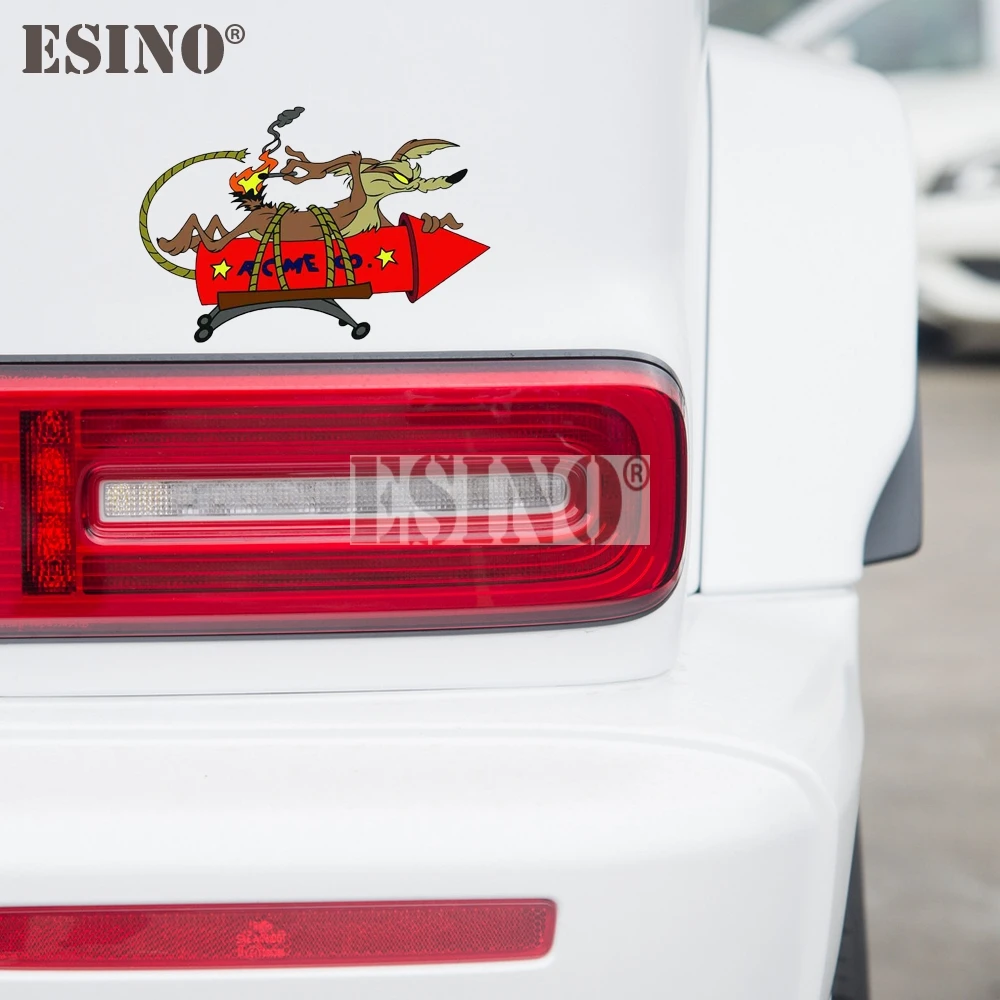 FunnyWile E Coyote ACME صاروخ الفينيل صائق ، تصميم السيارة الإبداعي ، ملصق الزخرفية ، صائق PVC ، نمط الجسم للماء #6