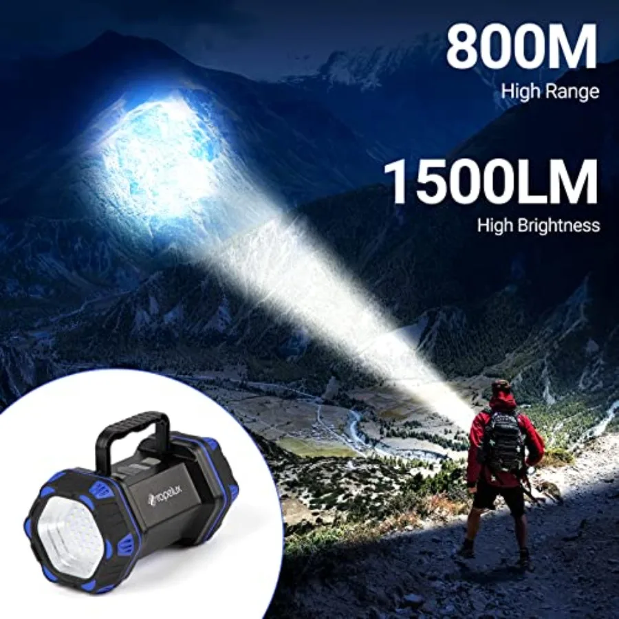 Led Camping Lantern Rechargeable, Camping Flashlight 1500LM, 8 Light Modes, Camping Lights 4800 Capacity, Portable Bright Flash