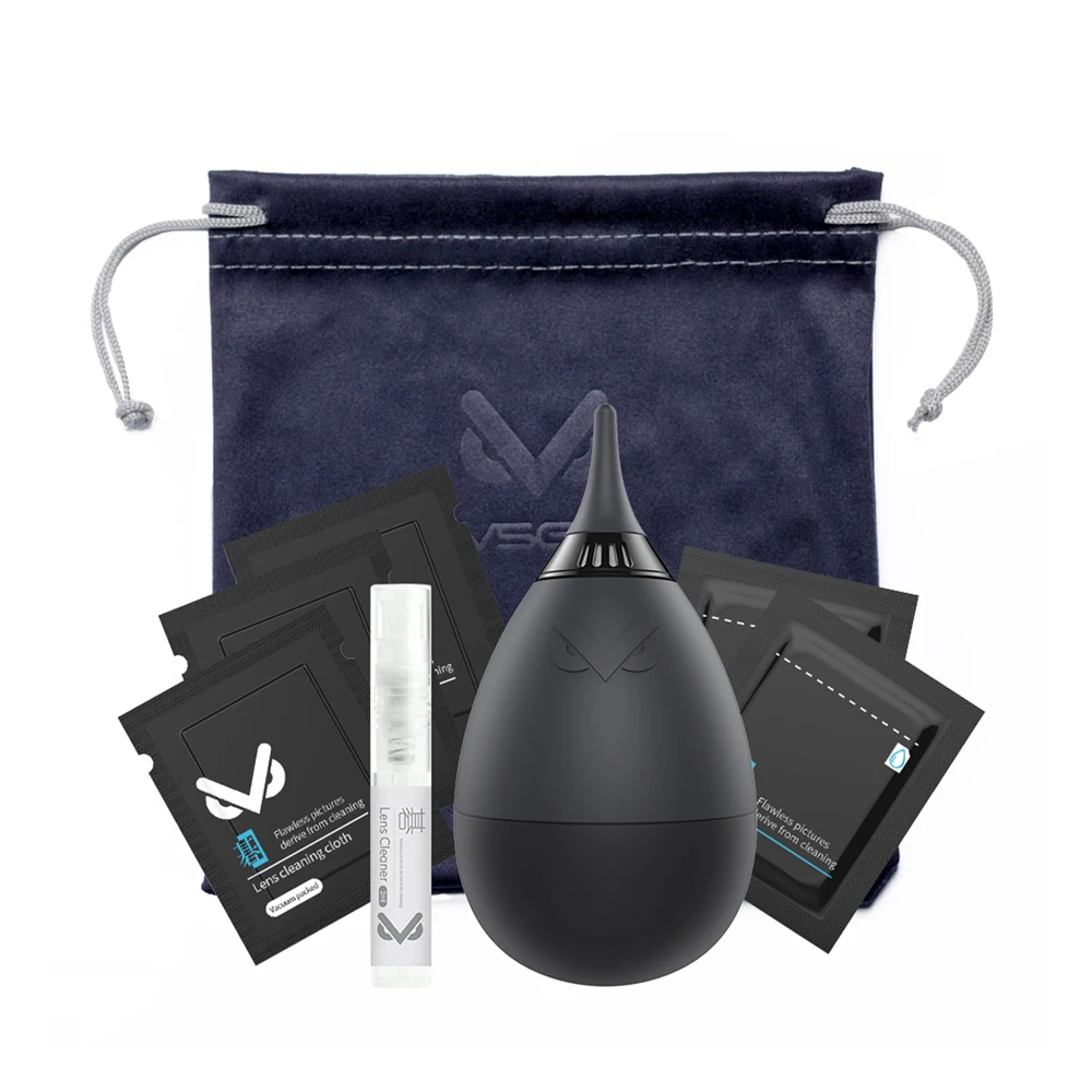 VSGO Lens Cleaning Kit VS-A1E Includes Optic Cleanser Detergent Liquid, Air Dust Blower, Microfiber, Wet wipes