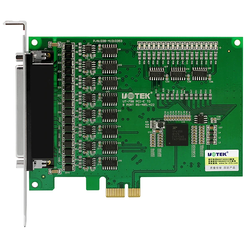 UOTEK Industrial High Speed PCI-E to 8 Port RS-485 RS-422 Serial Card PCIE to RS485 RS422 Converter ESD Anti-lightning 4U UT-798