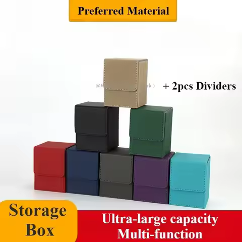 Large Size Card Deck Box for 100+ Sleeved Cards with 2 Dividers Trading Commander Premium Leather Card Case with Mtg Card Deck