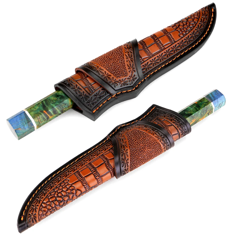 Cuchillo Deshuesador de 6 Pulgadas, Cuchillo para Filetear Carne, Cuchillo para Recortar Carne de Res, Cuchillos Deshuesadores de Acero de Damasco Afilados, Cuchillos para Cortar Carne con Funda de Cuero