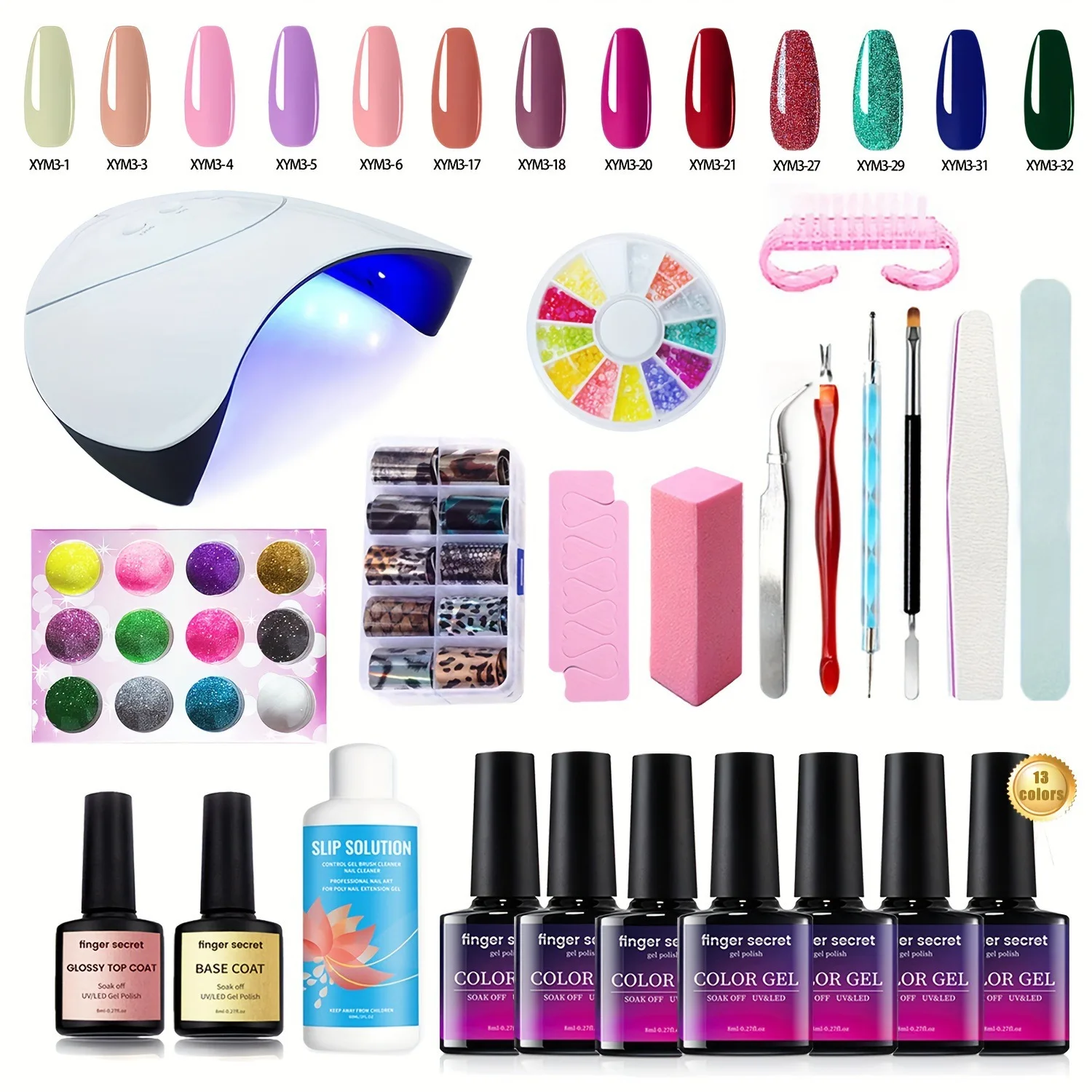 

Icey Beauty 32 Color Gel Nail Polish Set Primer Toughened Frosted Sealant Gloss Matte Flash Top Coat Nail Polish Set