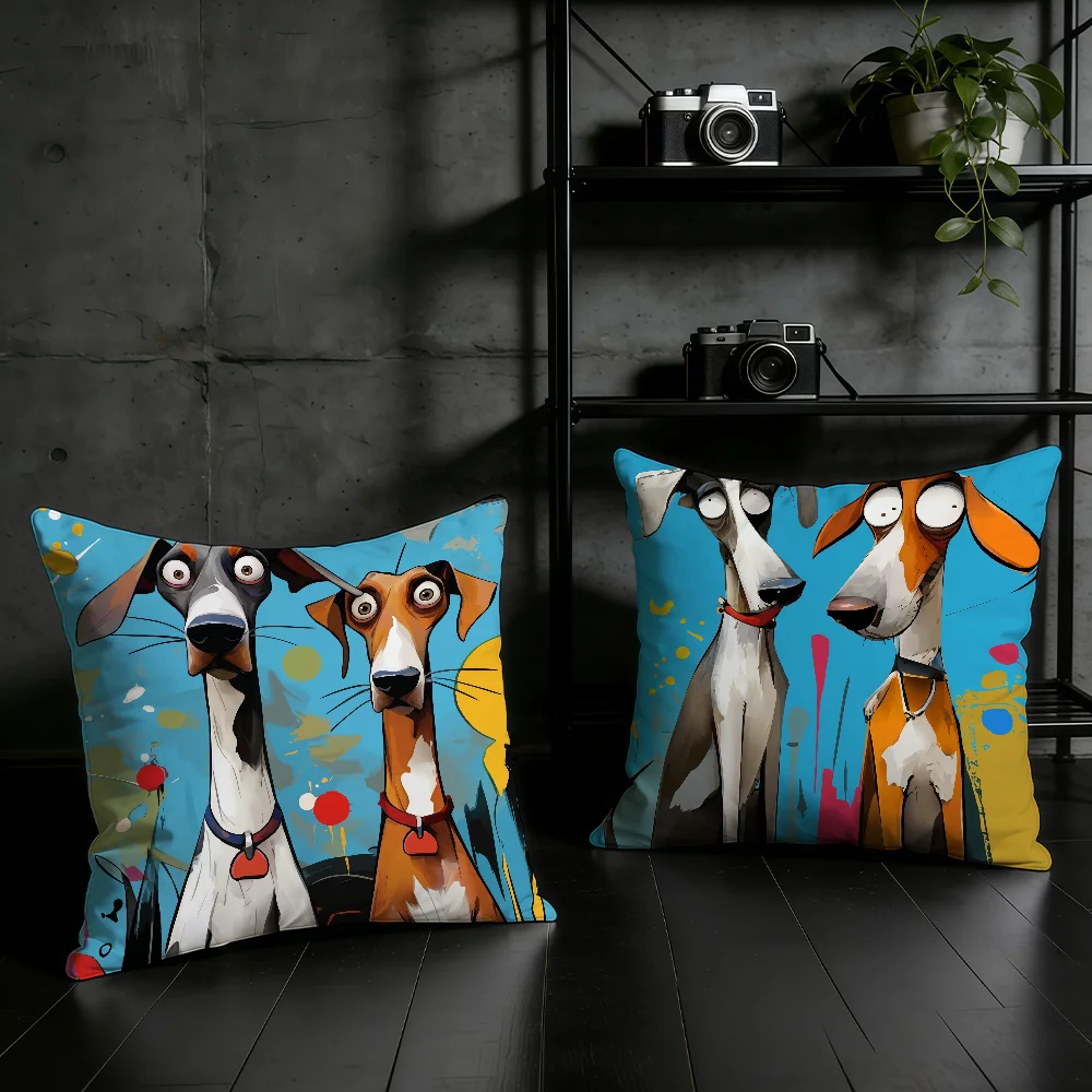 Splashed Style Ink Blue Dog cushion cover Birthday Anniversary Gifts Double Sided Printed Zipper Cushion Cover Soft Skin Bedding