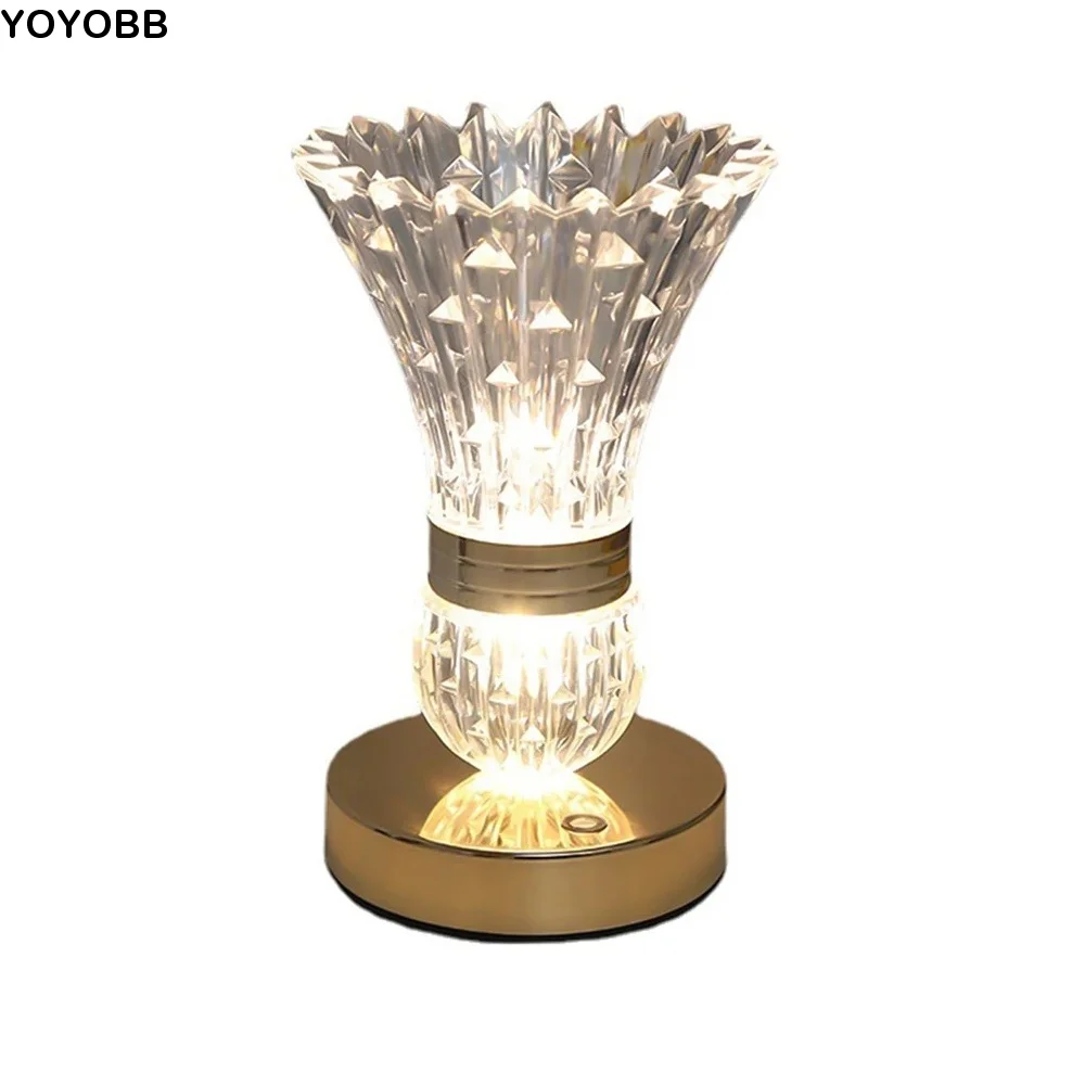 

Dimmable Crystal Table Lamp Touch Control Adjustable LED Desk Lamp Ornaments 3 Colors Light Acrylic Night Light Home Decor