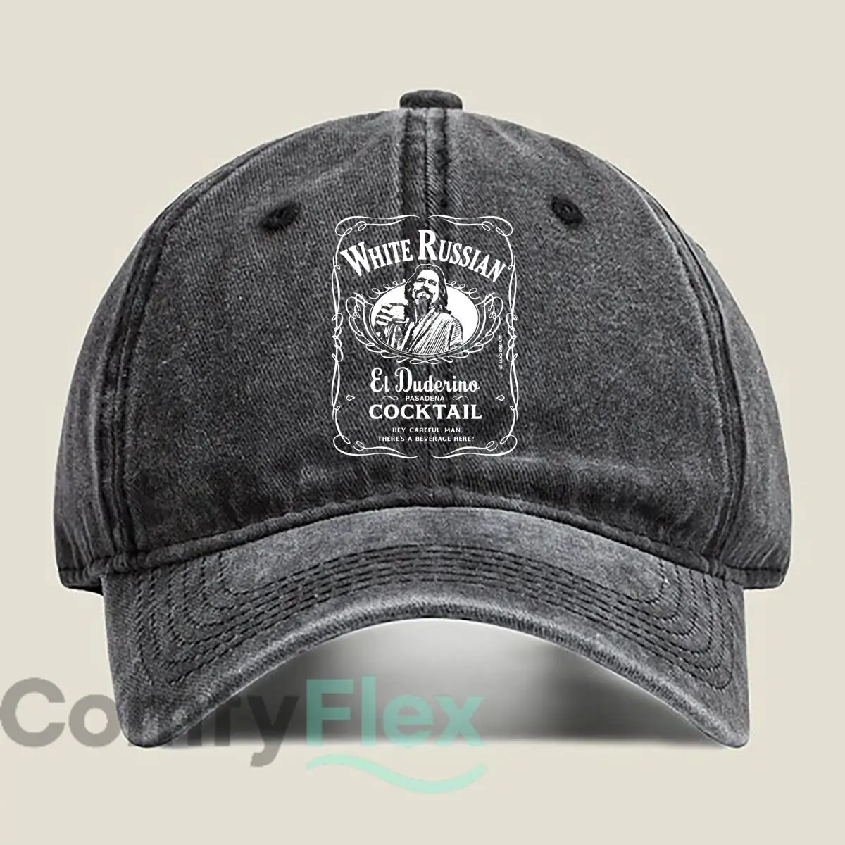 White Russian Cocktail Label Unisex Adjustable Adult Washed Baseball Cap Casual Hat