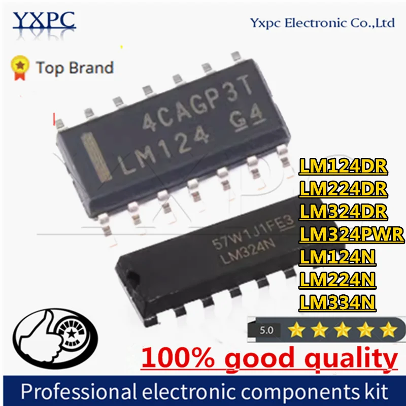 10pcs LM124DR LM224DR LM324DR SOP14 LM324PWR TSSOP-14 LM124N LM224N LM334N DIP14 Chips LM224 LM124 LM324