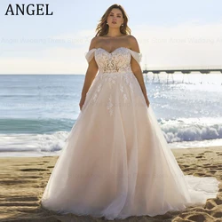 ANGEL Off Shoulder Plus Size Wedding Dress For Women Customized Elegant A-Line Bridal Gown Sexy Backless Vestidos de Novia Boda