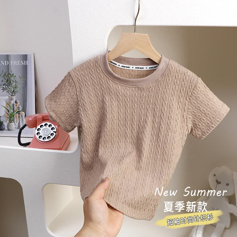 Baby Girls Boys Short Sleeved T-Shirt 2024 Summer Kids Top Tees Solid Shirt Toddler Pullover Children's Clothing Korean Style image 5