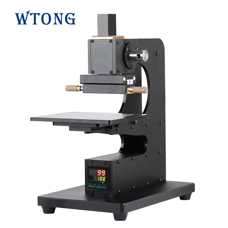WTONG WT-90XTS Black Manul Heat Press Hot Stamping Foil Machine With Electronic Eye positioning For PU,Leather,Wallet,Phone Case