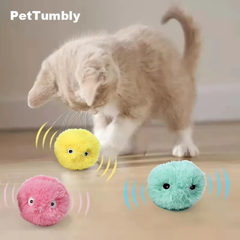 Brinquedos inteligentes para gatos, bola interativa de pelúcia elétrica, brinquedo de treinamento de gatinho, som de toque, produto para animais de estimação, bola de brinquedo de rangido, fornecimento de gato