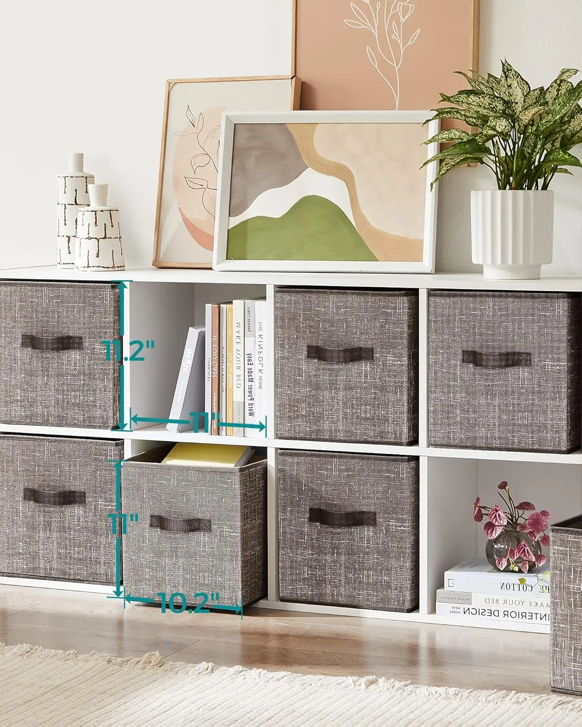 Storage Cubes, -Woven Fabric Bins with Double Handles, Closet Organizers for Shelves, Foldable, for Clothes