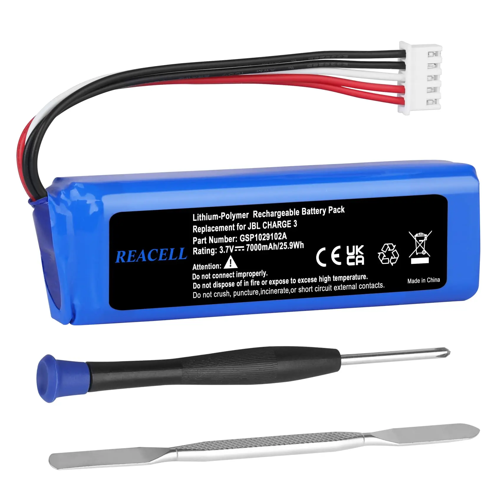 REACELL 7000 mAh Battery GSP1029102A for JBL Charge 3 Battery 3.7 V Rechargeable Battery for JBL Charge 3 Bluetooth Speaker