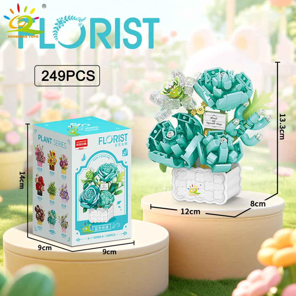 HUIQIBAO MOC Mini Blume mit Vase Modell Micro Baustein Ewiger Blumenstrauß Home Schreibtisch Schreibtisch Pflanze Dekor Ziegel Mädchen Kinder Spielzeug – Detail 12