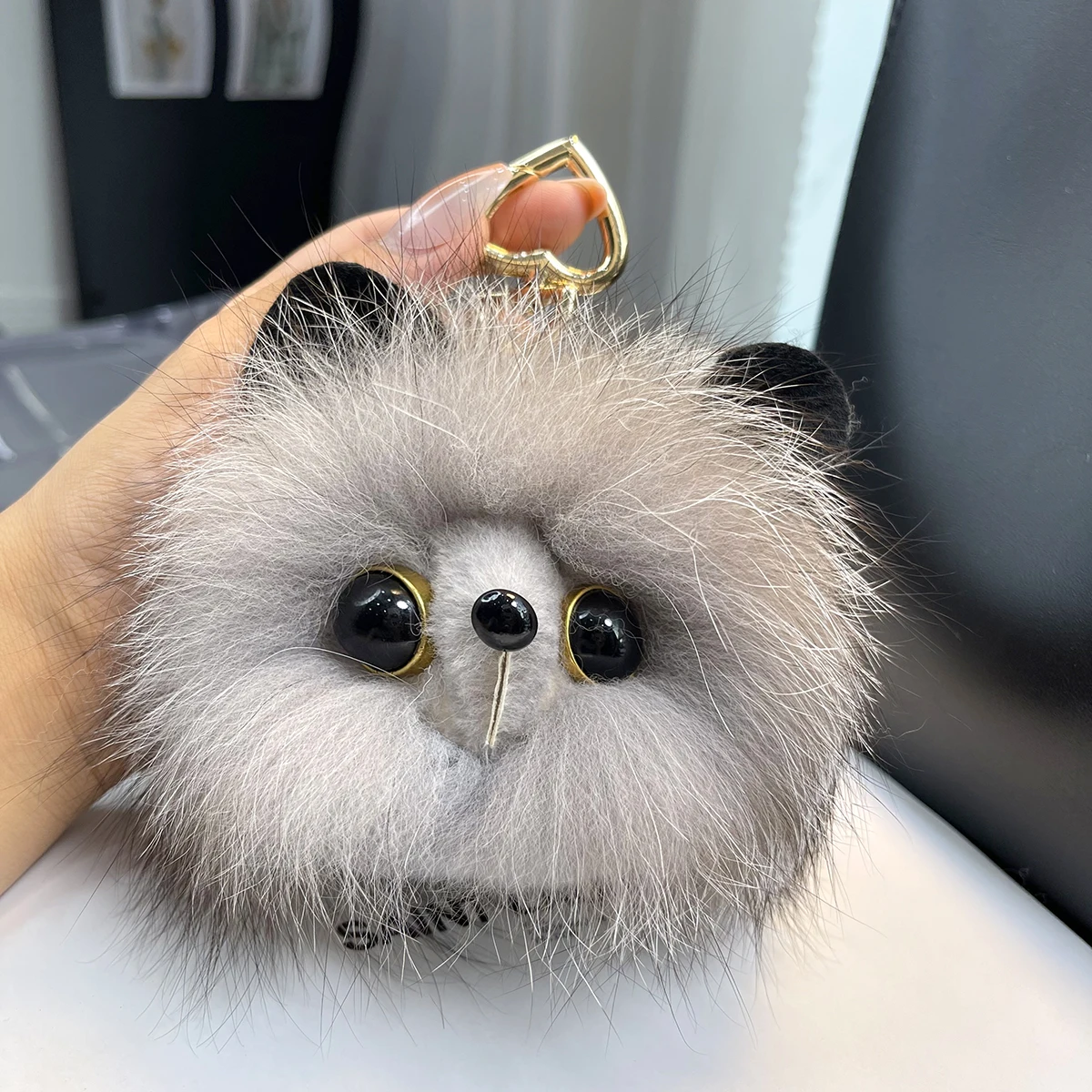 2024 echte Fuchs Pelz Schlüssel bund natürliche Plüsch Pom-Pom Ball Frauen tasche Anhänger Luxus Auto Schlüssel ring Metall Anhänger niedlichen Katze Mädchen Geschenk – Detail 9