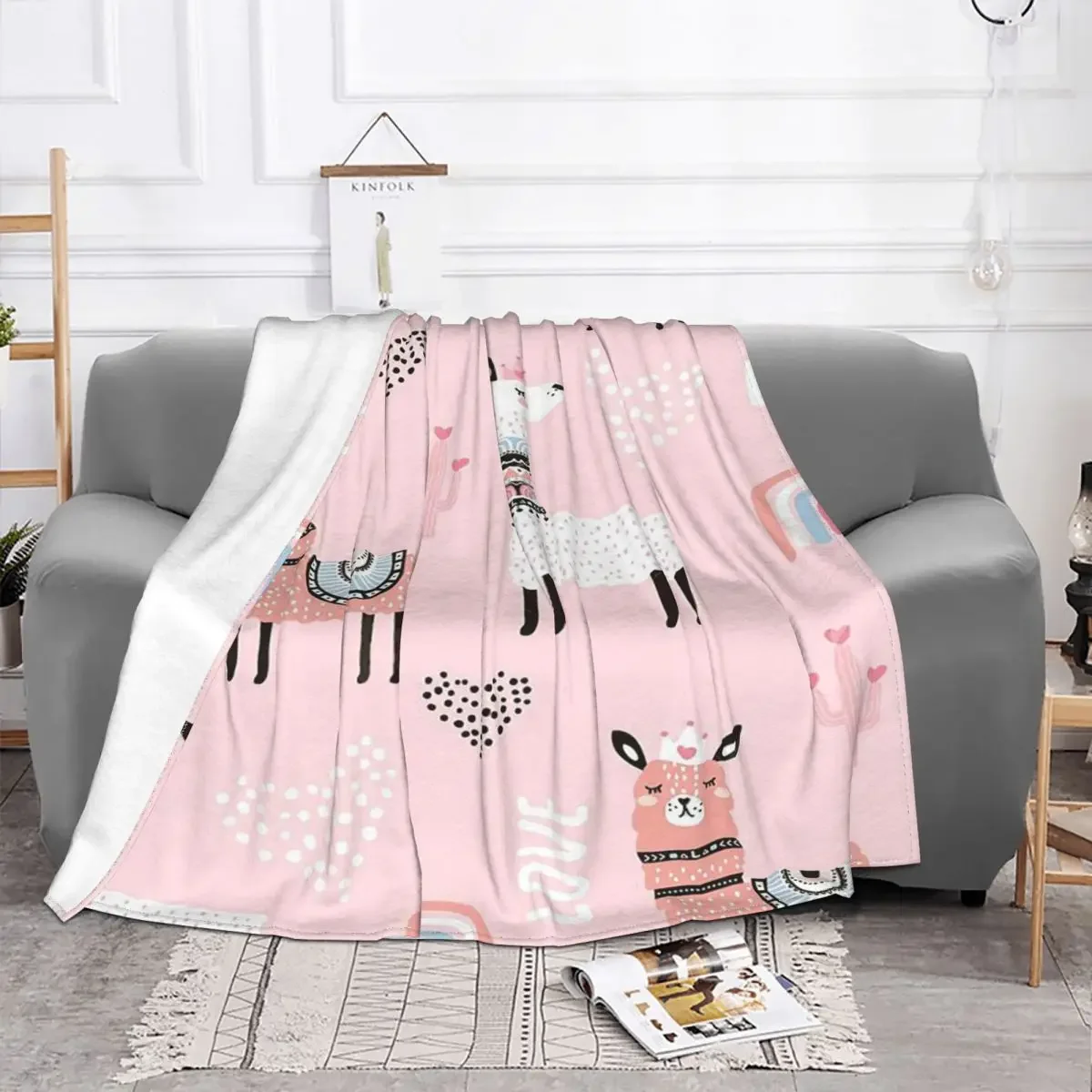 

Cute Leuke Alpaca Baby Blanket Sofa Cover Flannel Winter Colorful Cartoon Breathable Soft Throw Blanket for Home Car Bedspreads
