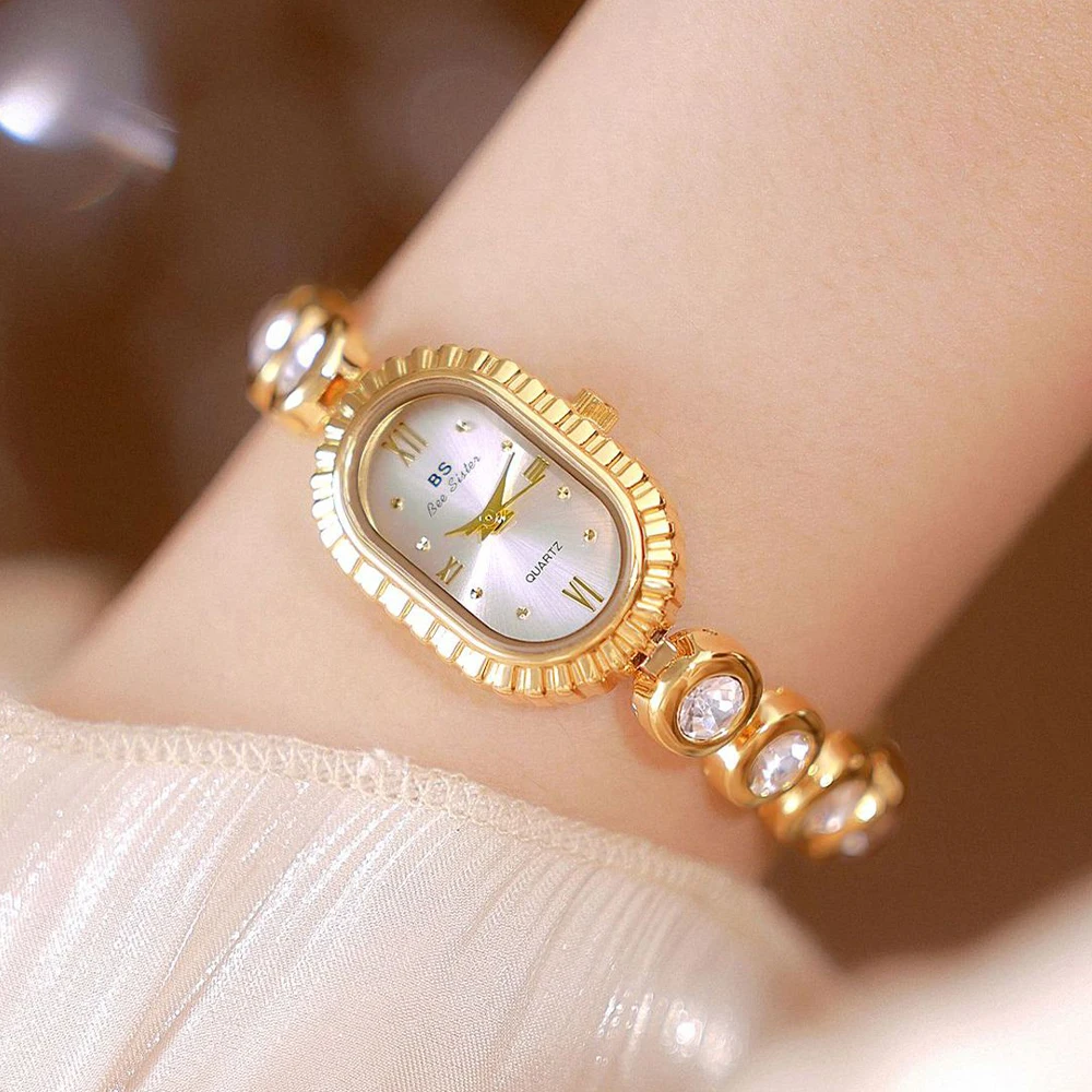 

BS Bee Sister Роскошные женские часы Элегантный овальный циферблат из сплава Женские наручные часы Модные повседневные кварцевые женские часы