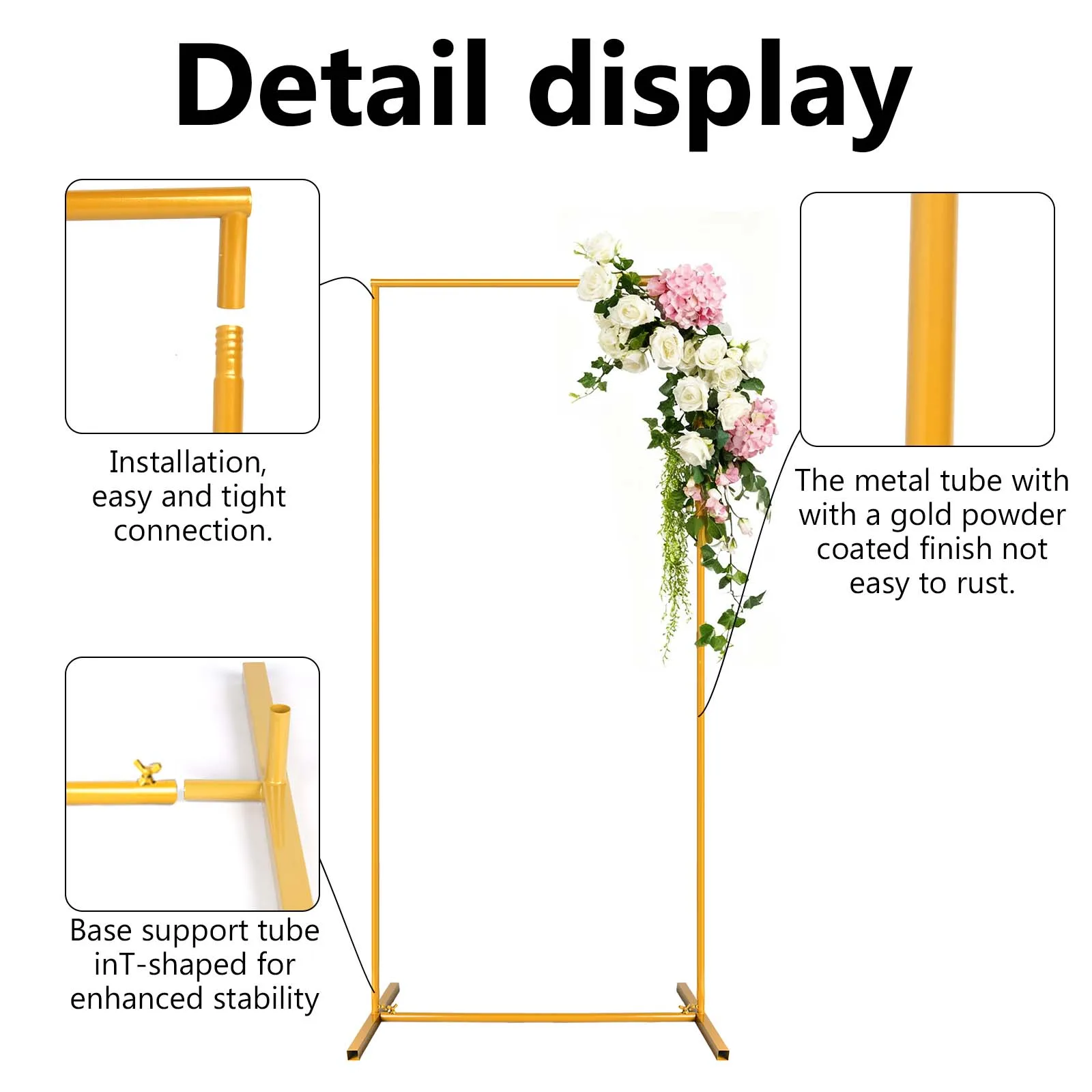 Struttura per Arco di Palloncini in Metallo Dorato, Kit Decorativo per Matrimoni, Feste in Giardino, Riutilizzabile, Facile da Montare, per Interni ed Esterni