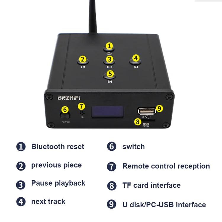 Aluminum ES9018 BT 5.0 USB Mini Portable Hifi Player Home Remote Application Control HiFi Power Amplifier